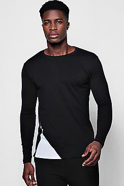 Boohoo Long Sleeve Contrast Zip Panel T-shirt