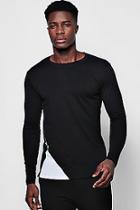 Boohoo Long Sleeve Contrast Zip Panel T-shirt