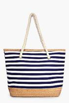 Boohoo Matilda Stripe & Straw Beach Bag