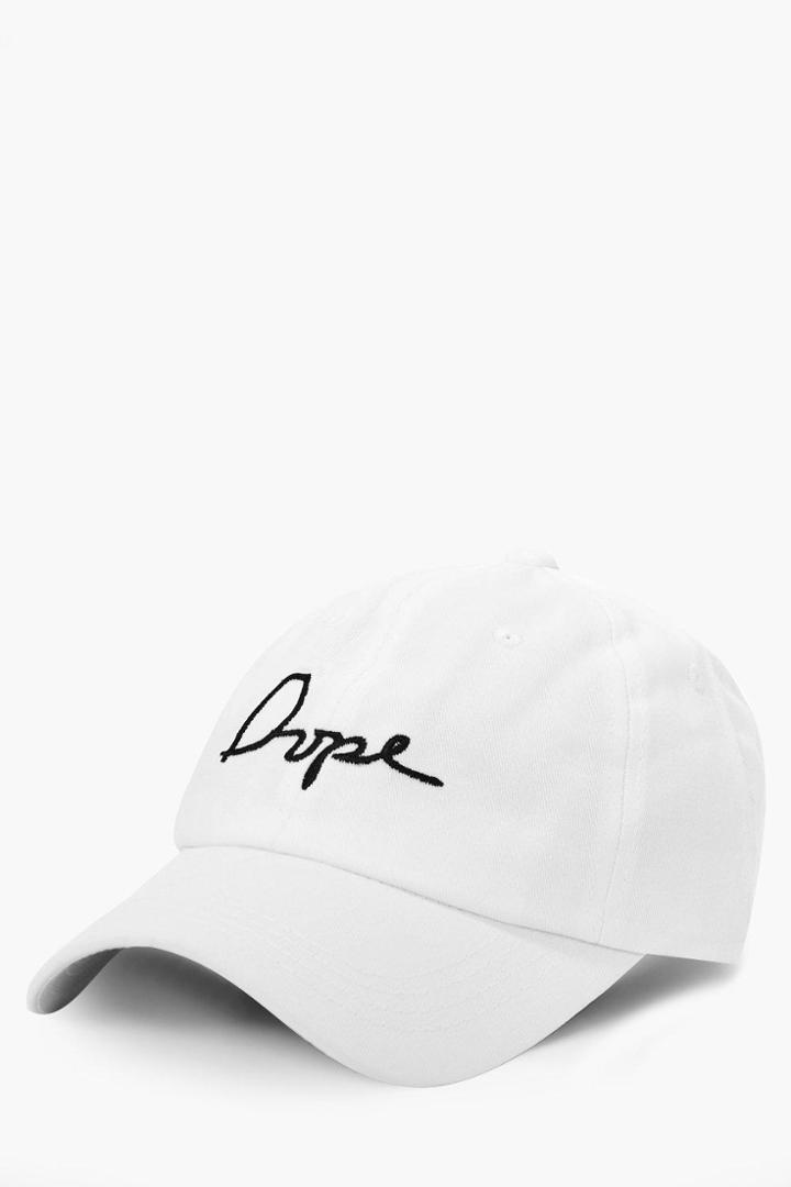Boohoo White Dope Embroidered Cap White