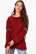 Boohoo Sally Lace Up Shoulder Sweat