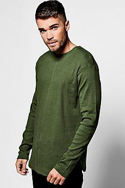 Boohoo Skater Ribbed Curved Hem T-shirt