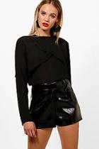 Boohoo Wrap Front Floaty Woven Top