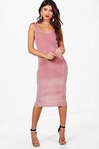 Boohoo Char Velvet Bodycon Midi Dress
