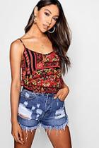 Boohoo Lacie Scarf Print Crop Cami