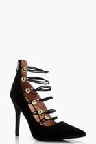 Boohoo Olivia Wrap Up Court Heel Black