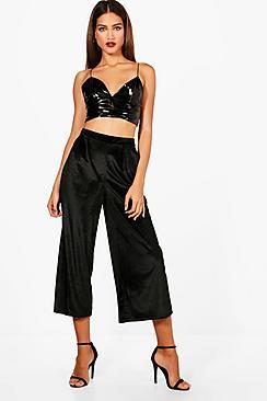 Boohoo Tall Isla Velvet Culottes