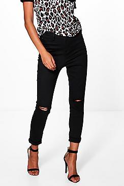 Boohoo Katie 5 Pocket Knee Rip Jeggings