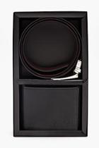 Boohoo Real Leather Reversible Belt And Wallet Set