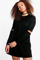 Boohoo Plus Cut Out Sleeve Sweat Dress