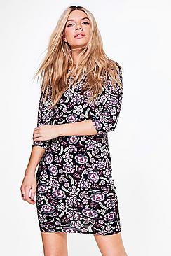 Boohoo Deanna Floral Printed Bodycon Dress