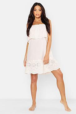 Boohoo Cotton Schiffily Beach Dress