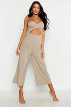 Boohoo Linen Mix Wrap Twist Bandeau Jumpsuit