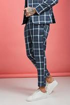 Boohoo Blue Bold Check Skinny Fit Suit Trouser
