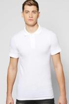 Boohoo Muscle Fit Polo In Jersey White
