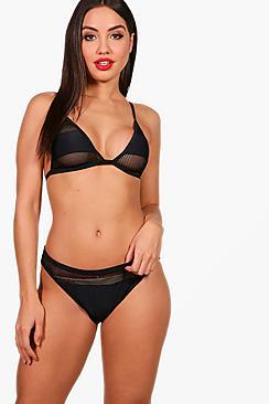 Boohoo San Francisco Mesh Triangle High Leg Bikini