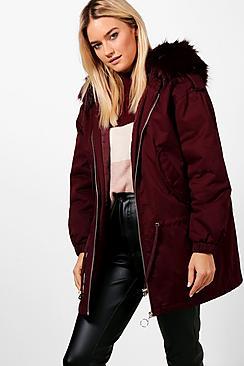 Boohoo Niamh Faux Fur Hood Parka