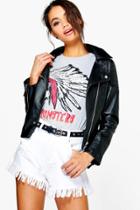 Boohoo Yasmin High Waist Extreme Fray Mom Denim Shorts White