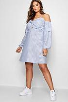 Boohoo Zendaya Edit Twist Front Cold Shoulder Smock Dress