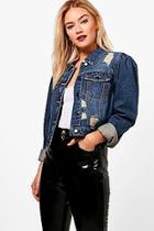Boohoo Hailey Puff Sleeve Slim Fit Denim Jacket