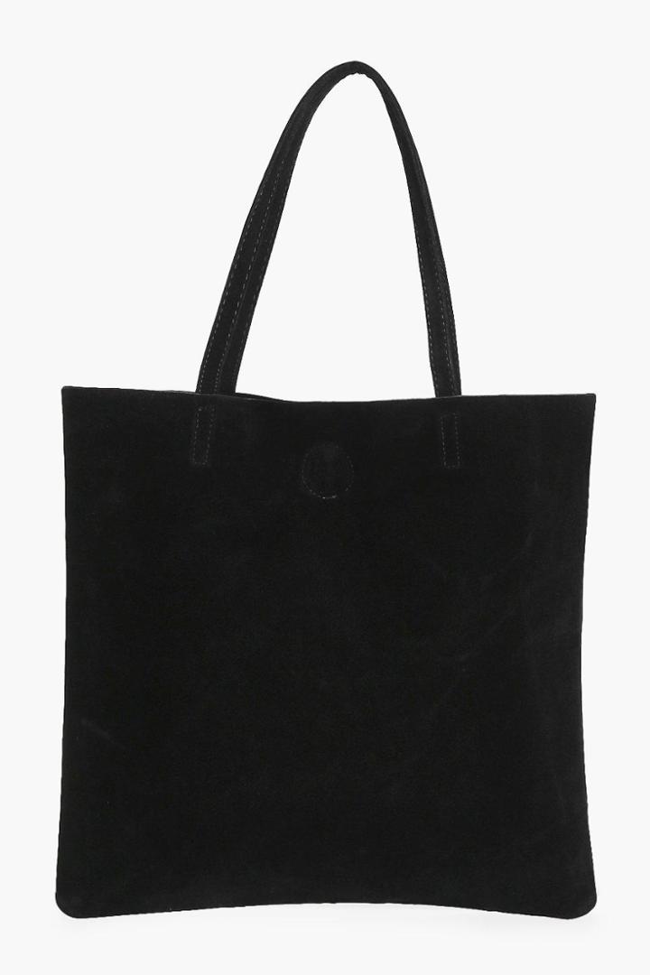Boohoo Matilda Suedette Shopper Bag Black