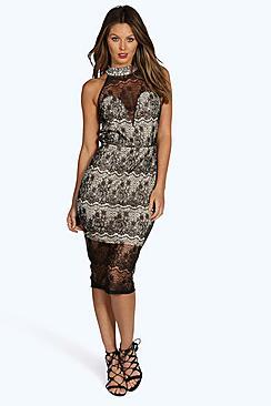 Boohoo Boutique Nina Embellished Collar Bodycon Dress