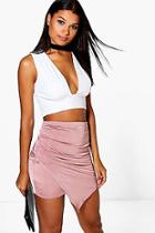 Boohoo Eeva Wrap Front Soft Touch Mini Skirt