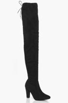 Boohoo Erin Thigh High Block Heel Black