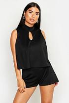 Boohoo Petite High Neck Double Layer Playsuit