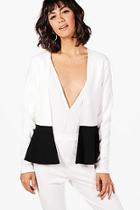Boohoo Zoe Contrast Peplum Jacket