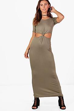 Boohoo Petite Cara Twist Front Cut Out Maxi Dress
