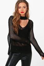 Boohoo Camille Choker Open Stitch Jumper