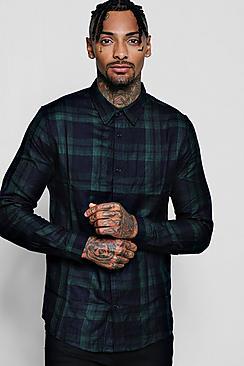 Boohoo Long Sleeve Oversized Viscose Check Shirt