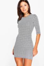 Boohoo Malika 3/4 Sleeved Bodycon Dress Multi