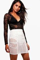 Boohoo Macy Stripe Mesh & Panelled Mini Skirt