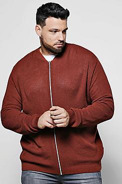 Boohoo Big And Tall Textured Knitted Bomber