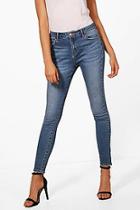Boohoo Alicia Mid Rise Skinny Jeans