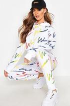 Boohoo Rainbow Woman Script Crop Hoodie Tracksuit