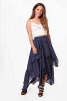 Boohoo Petite Isabelle Star Print Layered Maxi Skirt Navy