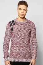 Boohoo Mixed Yarn Jumper With Double Zip Detail Wine