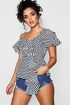 Boohoo Frances Deconstructed Stripe Top
