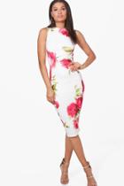 Boohoo Lucy Rose Print Sleeveless Midi Dress Multi