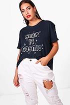 Boohoo Plus Morgan 'keep It Cosmic' Slogan Tee