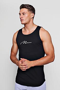 Boohoo Man Signature Embroidered Longline Vest