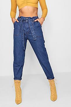 Boohoo Paperbag Waist Mom Jeans
