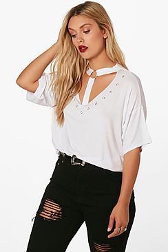 Boohoo Plus Abby Eyelet Strap Detail T-shirt