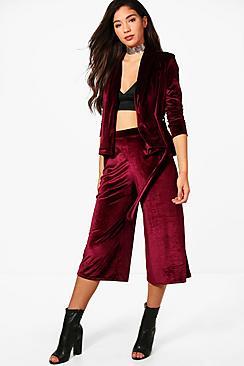 Boohoo Holly Velvet Culotte