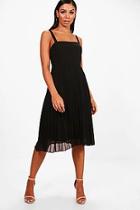 Boohoo Quin Sqaure Neck Pleated Skater Dress
