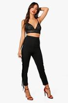 Boohoo Lea Tassel Side Slim Fit Tailored Trousers