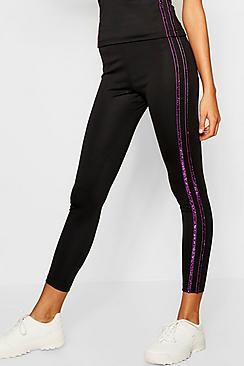 Boohoo Fit Glitter Side Stripe Leggings